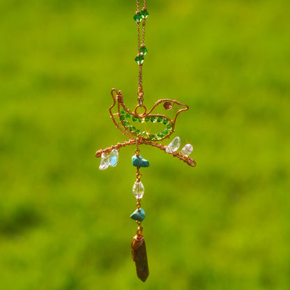 Hummingbird Citrine Tumbled Stone Hanging Crystal