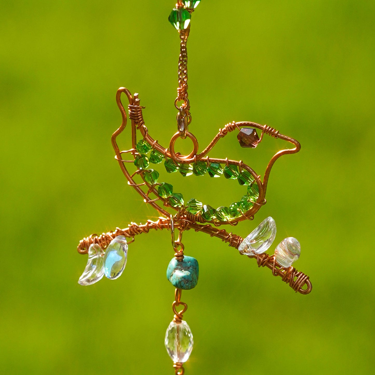 Hummingbird Citrine Tumbled Stone Hanging Crystal