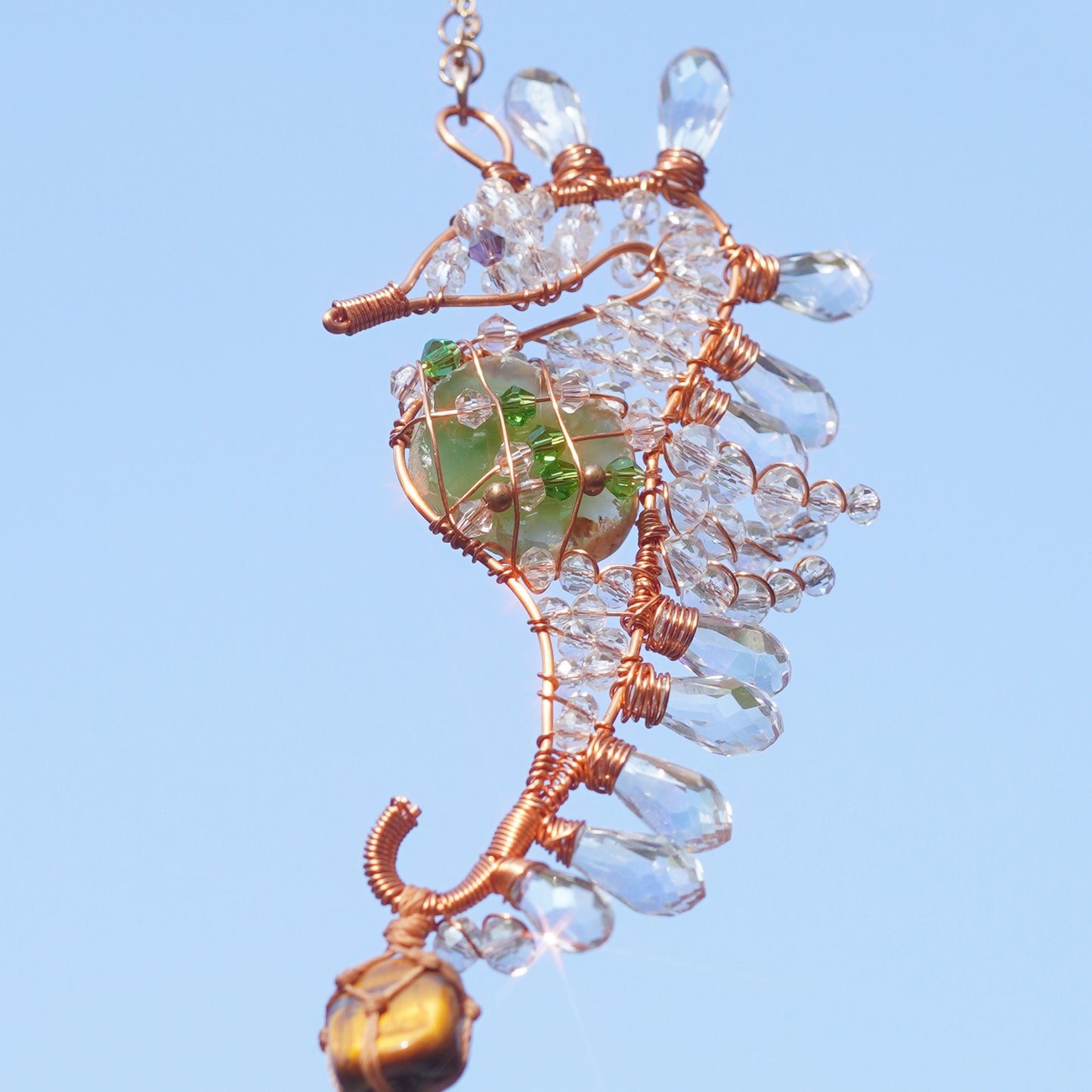 Natural Crystal Sea Horse Pendant