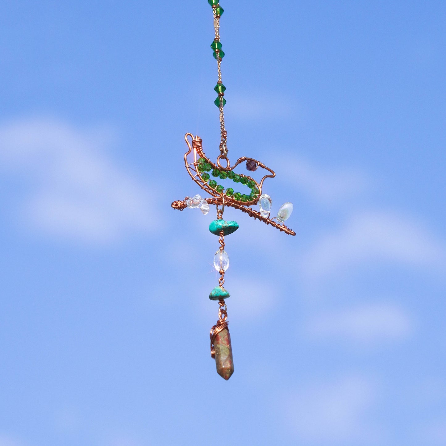 Hummingbird Citrine Tumbled Stone Hanging Crystal